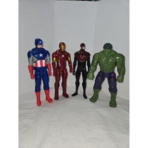 Marvel Avengers 11" Fig Lot of 4 Hasbro 2013 Hulk Iron Man Spiderman Cpt America